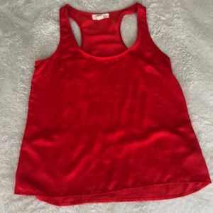 Red razorback satin tank